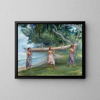 John La Farge - Girls Carrying a CanoeVaiala in Samoa.webp
