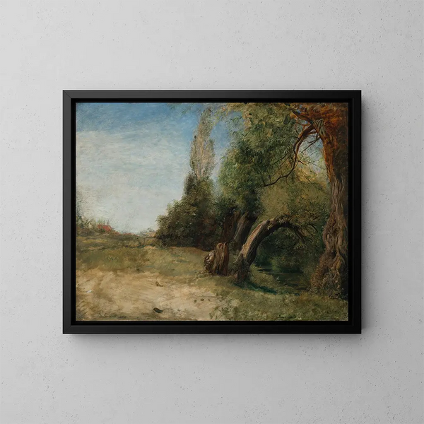 Allée d'orme avec le ruisseau de Bayswater à côté - John Linnell — gerahmtes Bild an der Wand