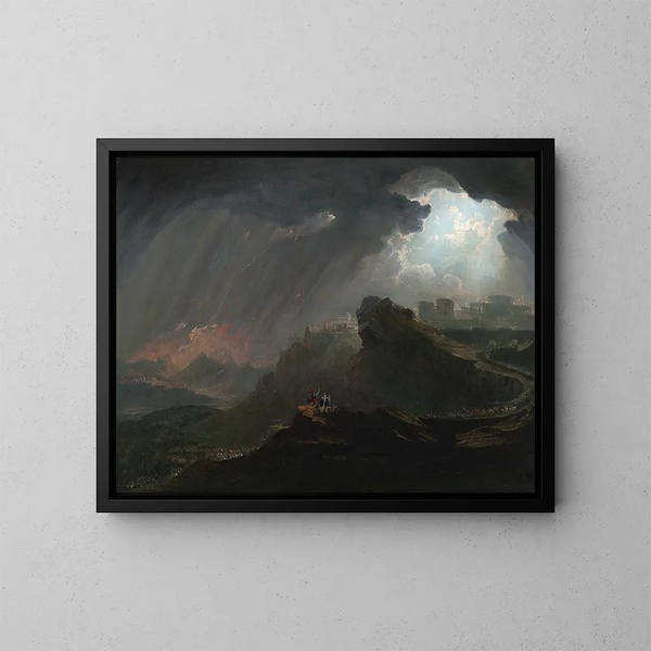 Josué befiehlt der Sonne, stillzustehen - John Martin — gerahmtes Bild an der Wand