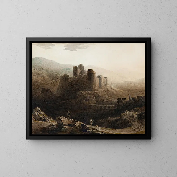 Mond über dem Château de Chepstow - John Martin — gerahmtes Bild an der Wand