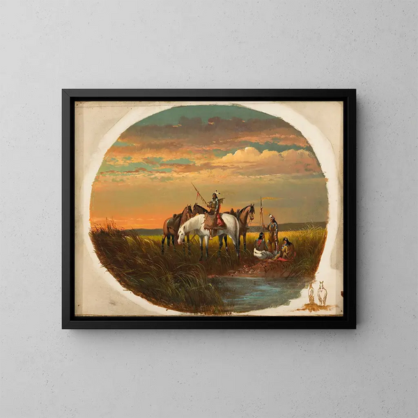 Eine Pause auf der Wiese zum Rauchen - John Mix Stanley — gerahmtes Bild an der Wand