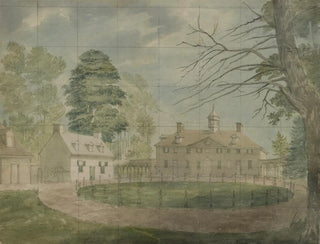 Mount Vernon mit Nebengebäuden, von der anderen Seite der Allee gesehen - John Rubens Smith — Ansicht des Kunstwerks