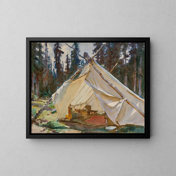 Eine Zelt in den Rocky Mountains - John Singer Sargent — gerahmtes Bild an der Wand