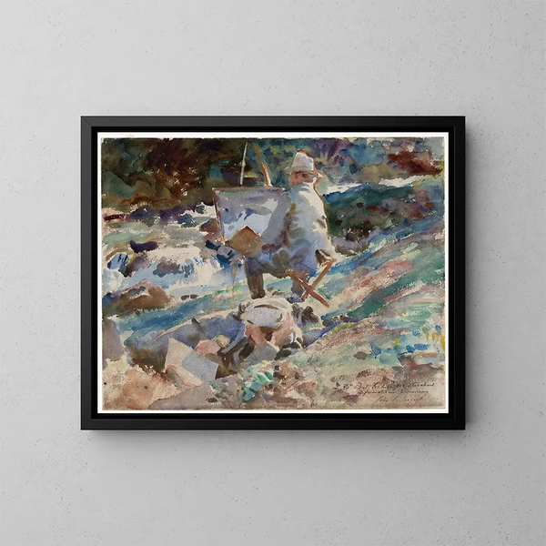 Ein Künstler an seinem Staffelei - John Singer Sargent — gerahmtes Bild an der Wand