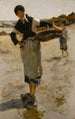 Frau bretonisches Gemälde mit einem Korb Skizze für Austernsammlerinnen von Cancale - John Singer Sargent — Ansicht des Kunstwerks