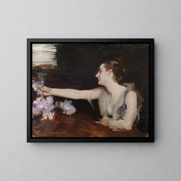 Madame Gautreau, die anstößt - John Singer Sargent — gerahmtes Bild an der Wand