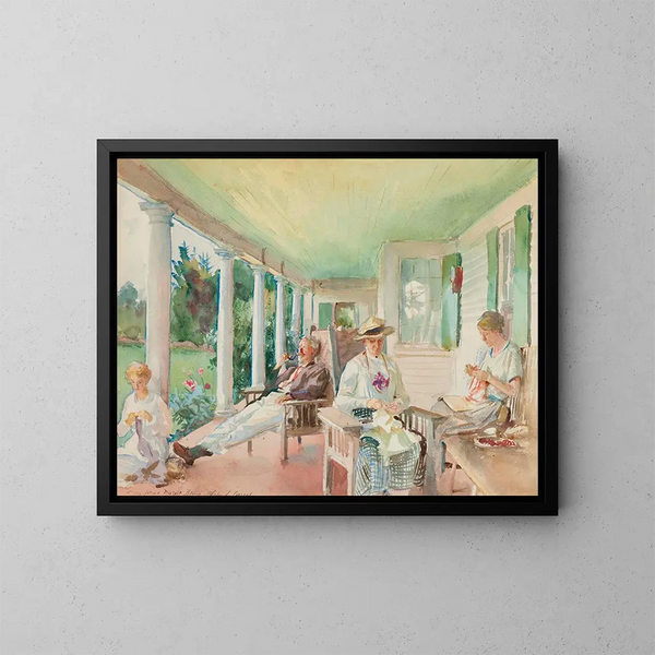 auf der Veranda - John Singer Sargent — gerahmtes Bild an der Wand