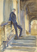 Sir Neville Wilkinson auf den Stufen der palladianischen Brücke in Wilton House - John Singer Sargent — Ansicht des Kunstwerks