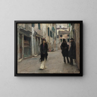 Straße in Venedig - John Singer Sargent — gerahmtes Bild an der Wand
