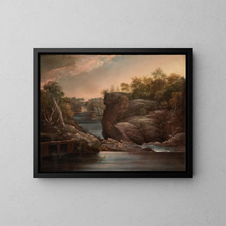 Chutes de Norwich ou Les chutes du Yantic à Norwich - John Trumbull — gerahmtes Bild an der Wand