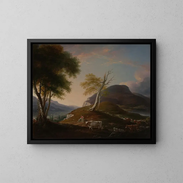 Ansicht auf den westlichen Berg near Hartford - John Trumbull — gerahmtes Bild an der Wand