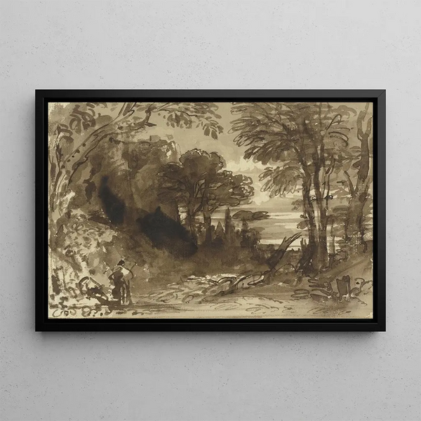 Une clairière dans une forêt - John Varley — gerahmtes Bild an der Wand