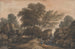 Figuren in der Nähe eines Wasserfalls und eines Beckens in einer bewaldeten Landschaft - John Varley — Ansicht des Kunstwerks