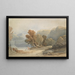 Landschaft mit See und Figur - John Varley — gerahmtes Bild an der Wand