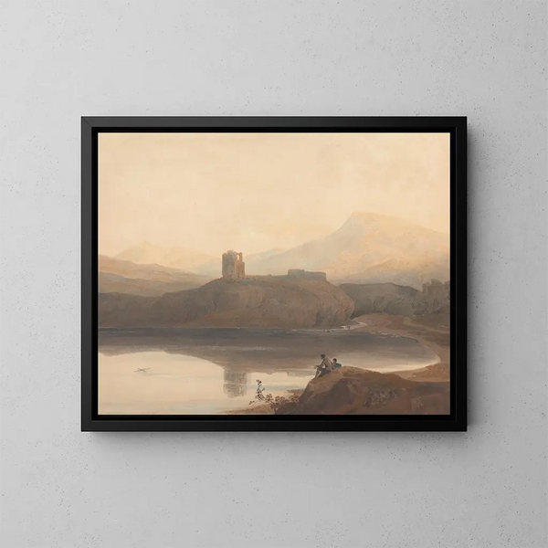 Lac de Llanberis avec le château de Dolbadarn - John Varley — gerahmtes Bild an der Wand