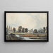 Szene auf der Wiese mit einem Bach und einer Kirche im Hintergrund - John Varley — gerahmtes Bild an der Wand
