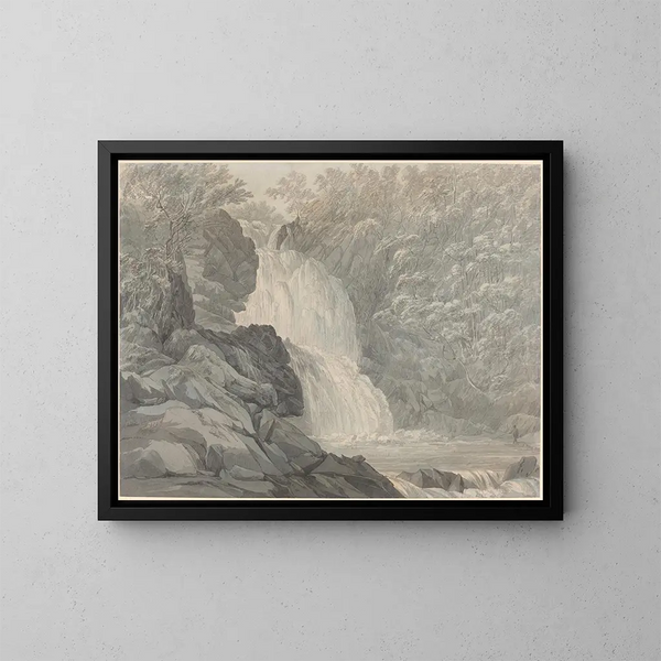 Wasserfälle des Mawddach bei Dolgelly - John Webber — gerahmtes Bild an der Wand
