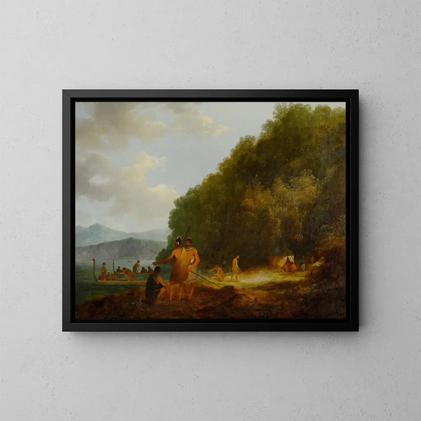 Crique des navires, son de Queen Charlotte - John Webber — gerahmtes Bild an der Wand