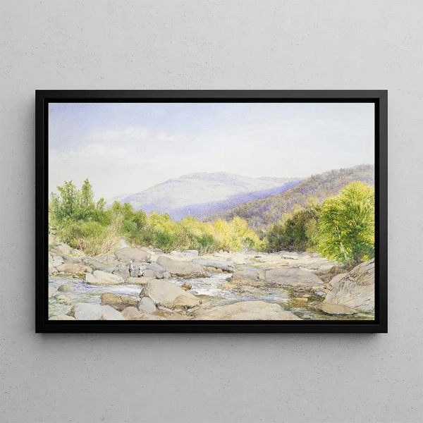 Landschaft an der Catskill Creek - John William Hill — gerahmtes Bild an der Wand