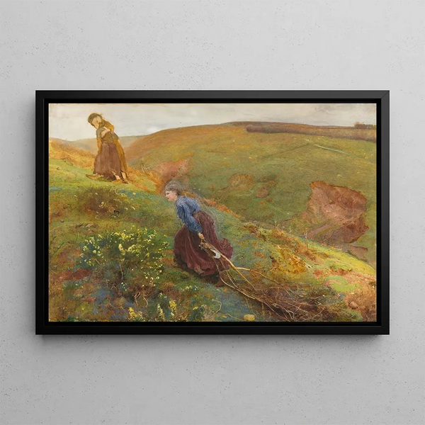 Les ramasseurs de bois - John William North — gerahmtes Bild an der Wand