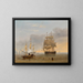 Ein britisches Kriegsschiff vor der Küste der Needles, Isle of Wight - John Wilson Carmichael — gerahmtes Bild an der Wand