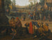 Eine Dorfszene mit zahlreichen Bauern und einem fahrenden Händler - Joost Cornelisz Droochsloot — Ansicht des Kunstwerks
