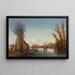Patineurs sur un canal gelé avec une tente koekenzopie - Joost Cornelisz Droochsloot — gerahmtes Bild an der Wand