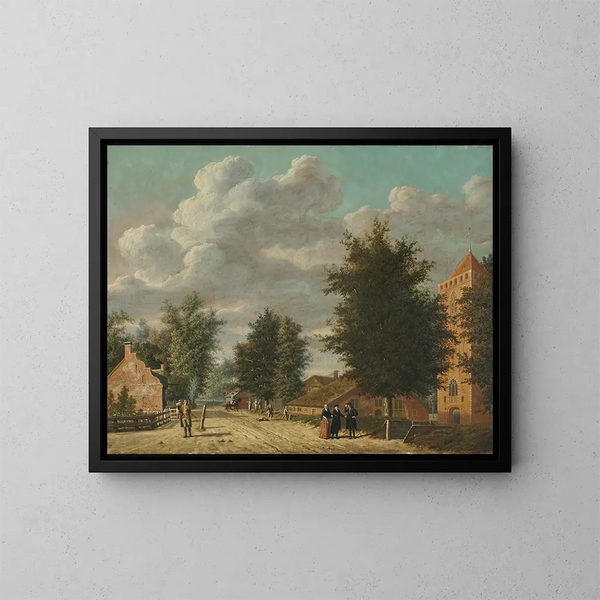 Ansicht des Dorfes Eemnes - Jordanus Hoorn — gerahmtes Bild an der Wand