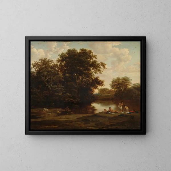 Landschaft mit Badenden - Joris van der Haagen — gerahmtes Bild an der Wand