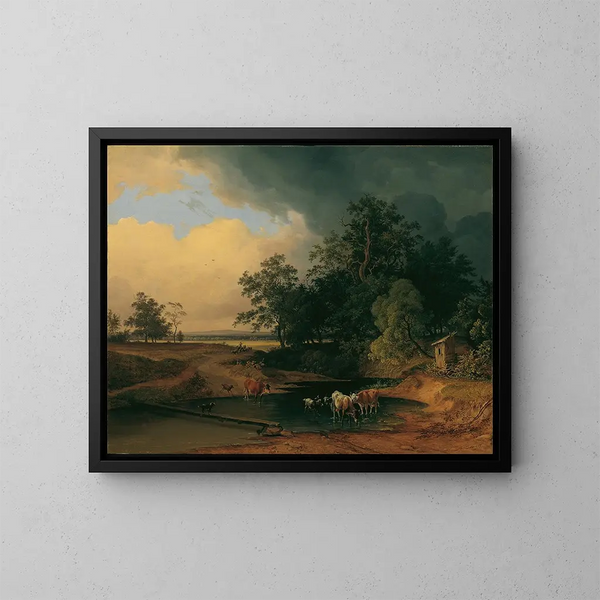 Landschaft des Meeres bei Dämmerung - Josef Feid — gerahmtes Bild an der Wand