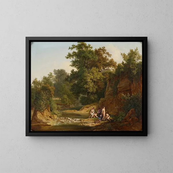 Landschaft mit Badenden - Josef Feid — gerahmtes Bild an der Wand