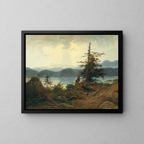 Szene am Attersee - Josef Feid — gerahmtes Bild an der Wand