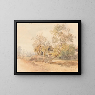 Josef Hger - A group of trees near a farmhouse.webp