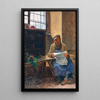 Josef Kinzel - Reading the Newspaper after Work.webp