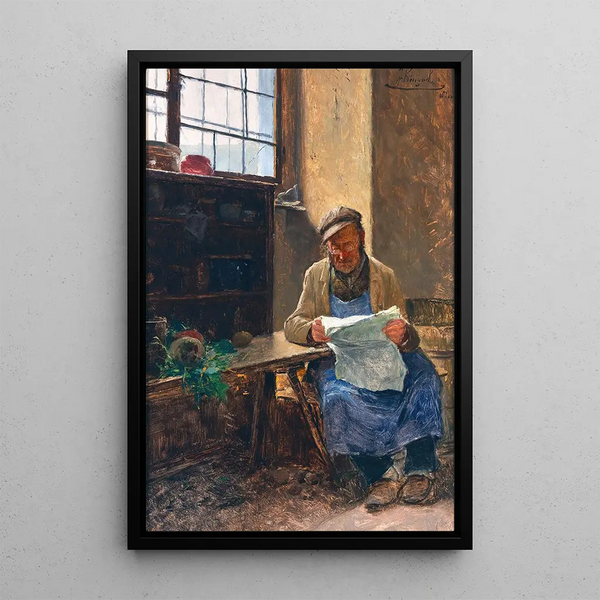 Josef Kinzel - Reading the Newspaper after Work.webp