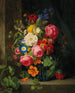 Ein großer Blumenstrauß mit Rosen, Kapuzinerkresse und Schmetterlingen - Josef Lauer — Ansicht des Kunstwerks