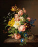 Blumenstrauß mit Vogelnest und Schmetterling - Josef Lauer — Ansicht des Kunstwerks