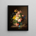 Blumenstrauß mit Vogelnest und Schmetterling - Josef Lauer — gerahmtes Bild an der Wand