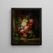 Naturmorte mit Blumen in einer Vase aus blauem Kristall - Josef Lauer — gerahmtes Bild an der Wand