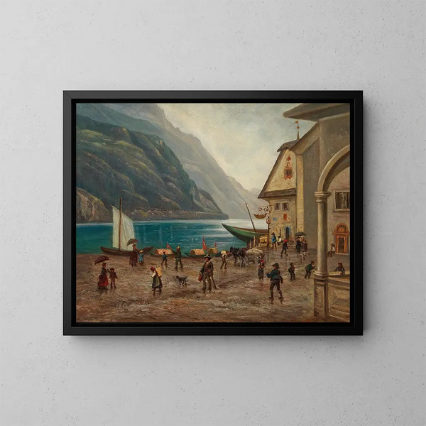 auf der Ufer des Königssee bei Berchtesgaden - Josef Mayr — gerahmtes Bild an der Wand