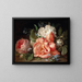 Ein Blumenstrauß mit Rosen und Vergissmeinnicht - Josef Neugebauer — gerahmtes Bild an der Wand