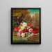 Komposition aus Blumen mit Schmetterling in einer Parklandschaft - Josef Schuster — gerahmtes Bild an der Wand