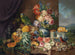 Naturmorte mit Früchten, Blumen und Papagei - Josef Schuster — Ansicht des Kunstwerks