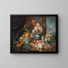 Naturmorte mit Früchten, Blumen und Papagei - Josef Schuster — gerahmtes Bild an der Wand