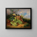 Naturstillleben mit Disteln, Glockenblumen, Hagebutten und einer Meise - Josef Schuster — gerahmtes Bild an der Wand