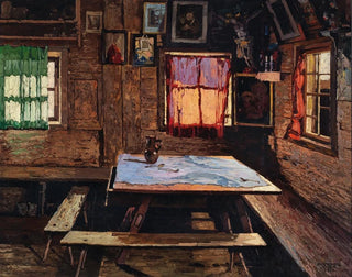 Josef Stoitzner - Sunlit room in a farmhouse.webp