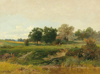 Landschaft mit Frau, die Holz sammelt - Josef Willroider — Ansicht des Kunstwerks