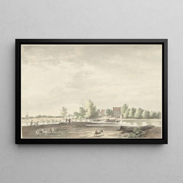 La maison de passage sur la Lek près de Schoonhoven - Joseph Adolf Schmetterling — gerahmtes Bild an der Wand