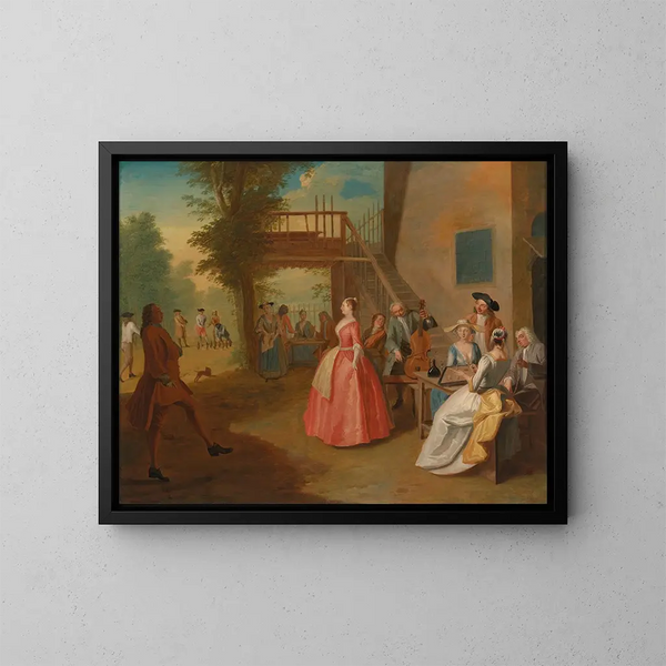 Ein tanzendes Paar bei einem Open-Air-Musikfest - Joseph Francis Nollekens — gerahmtes Bild an der Wand