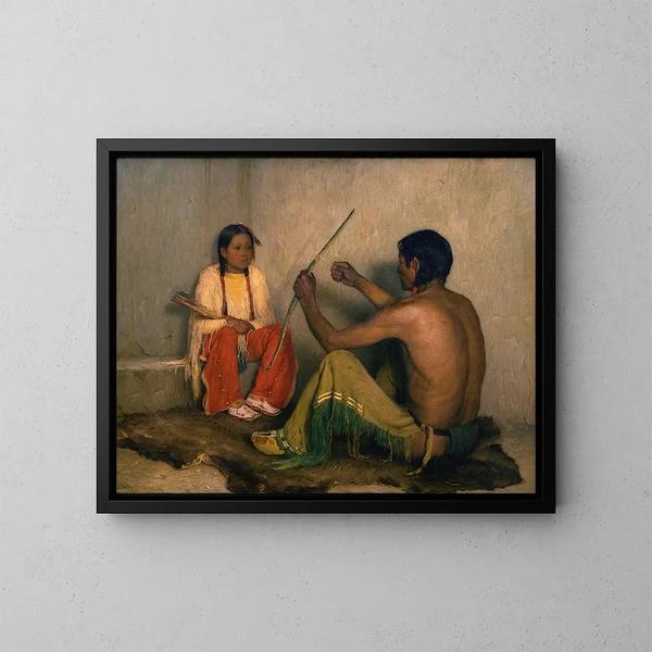 L'arc gebrochen - Joseph Henry Sharp — gerahmtes Bild an der Wand